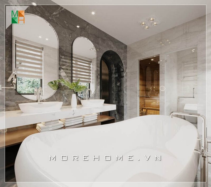 Mẫu bồn tắm cao cấp sang trọng làm tăng độ tiện nghi cho không gian phòng tắm.